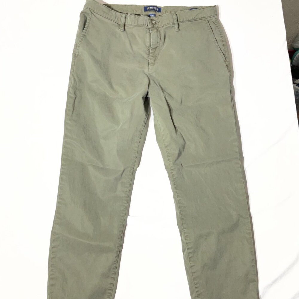 Nautica Mens Khaki Straight-Leg Pants 10/30 Cotton Casual Wear Durable & Comfort